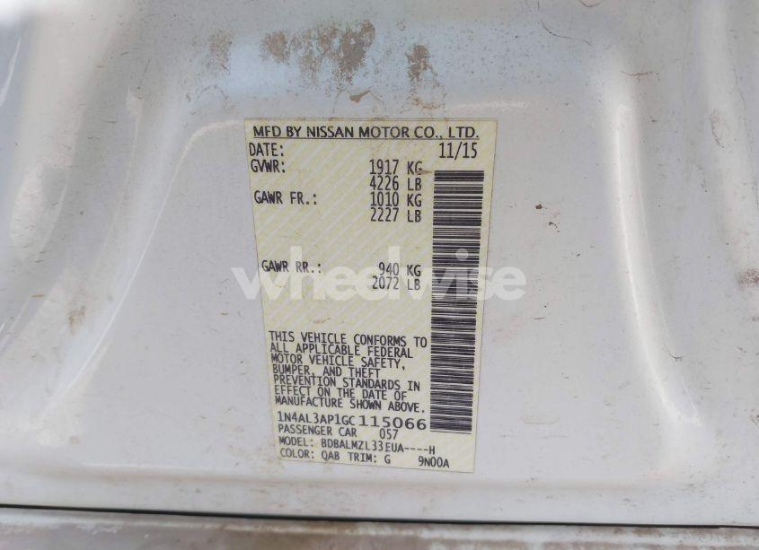 Photo 9 of 2016 Nissan Altima 2.5 SV (VIN 1N4AL3AP1GC115066)