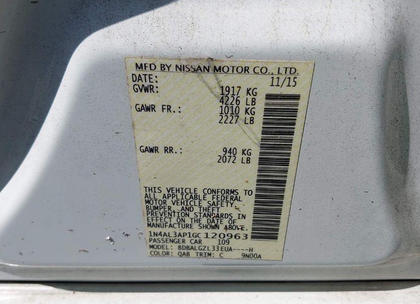 Photo 9 of 2016 Nissan Altima 2.5 S (VIN 1N4AL3AP1GC120963)