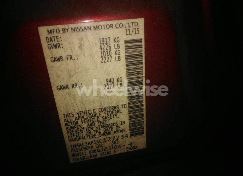 Photo 9 of 2016 Nissan Altima 2.5 SV (VIN 1N4AL3AP1GC127234)