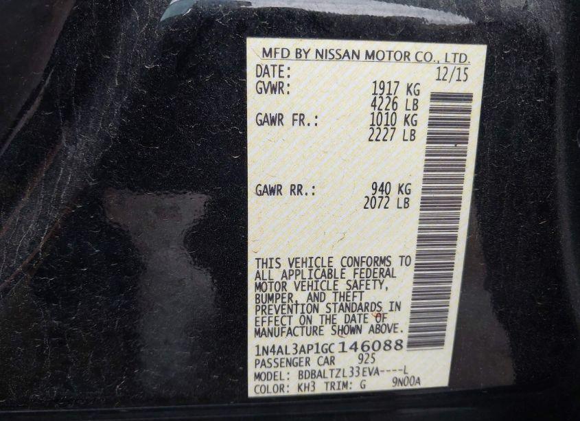 Photo 9 of 2016 Nissan Altima 2.5 SL (VIN 1N4AL3AP1GC146088)