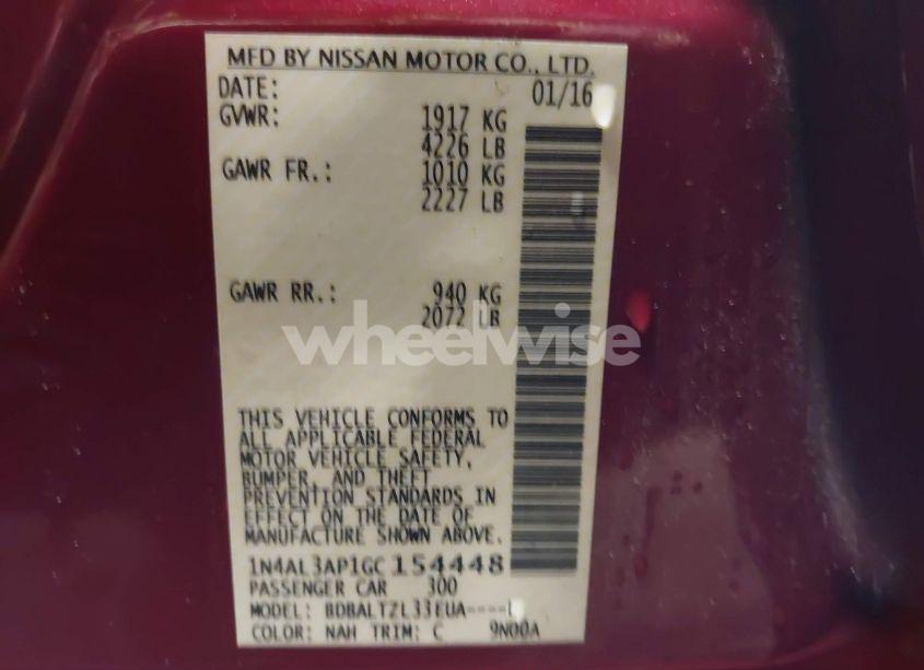 Photo 9 of 2016 Nissan Altima 2.5 SL (VIN 1N4AL3AP1GC154448)