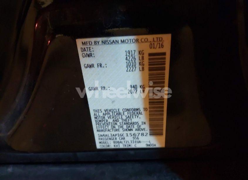 Photo 9 of 2016 Nissan Altima 2.5 SL (VIN 1N4AL3AP1GC156782)