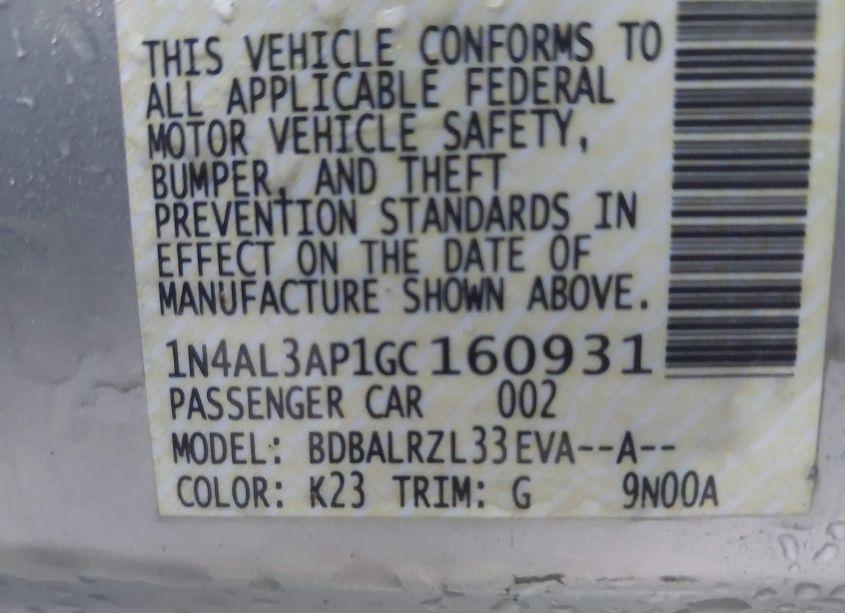 Photo 9 of 2016 Nissan Altima 2.5 SL (VIN 1N4AL3AP1GC160931)