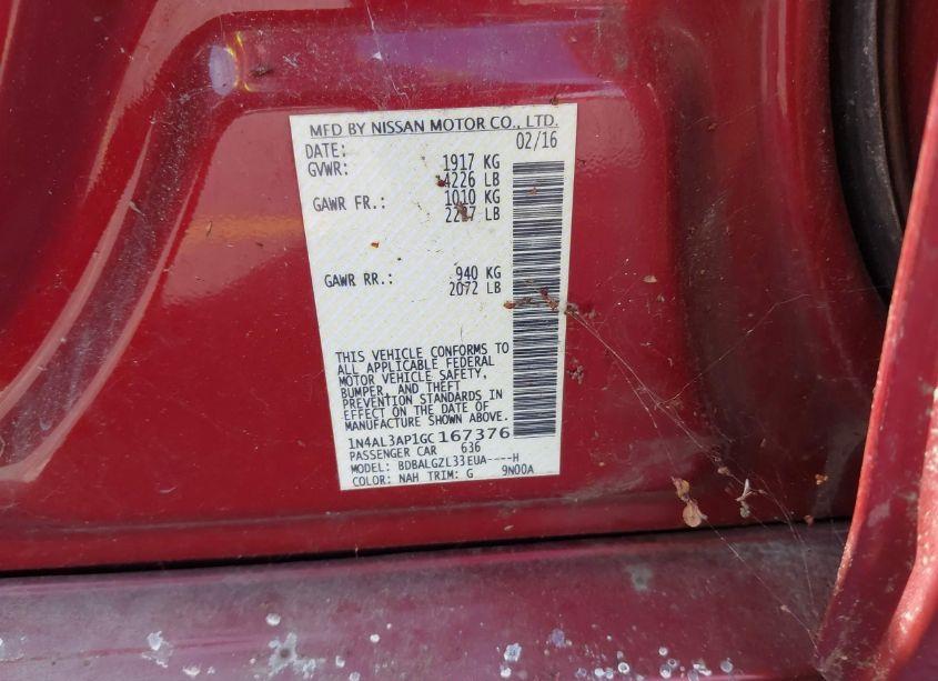 Photo 9 of 2016 Nissan Altima 2.5 S (VIN 1N4AL3AP1GC167376)