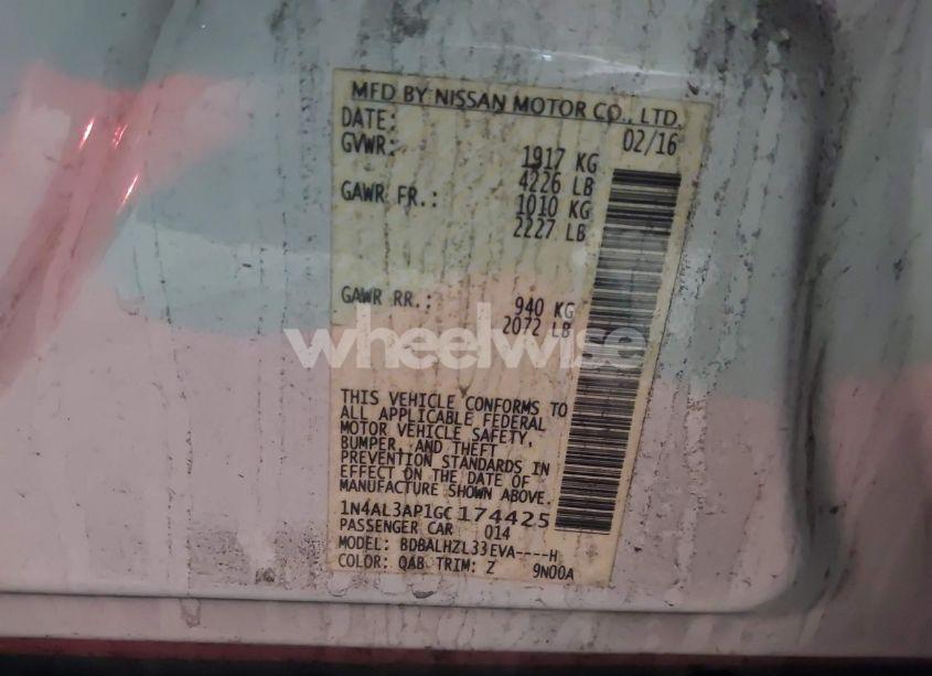 Photo 9 of 2016 Nissan Altima 2.5 SR (VIN 1N4AL3AP1GC174425)