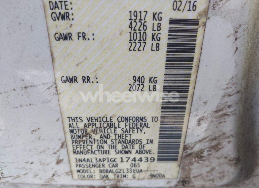 Photo 9 of 2016 Nissan Altima 2.5/2.5 S/2.5 SL/2.5 SR/2.5 SV (VIN 1N4AL3AP1GC174439)