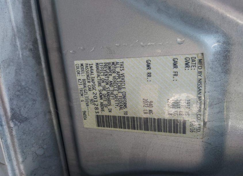 Photo 9 of 2016 Nissan Altima 2.5/2.5 S/2.5 SL/2.5 SR/2.5 SV (VIN 1N4AL3AP1GC201283)