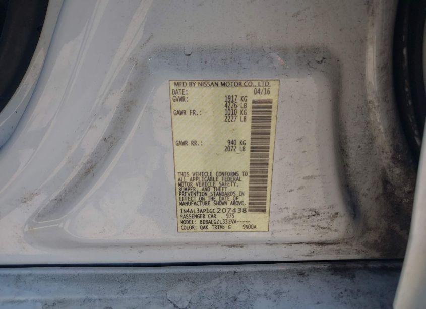 Photo 9 of 2016 Nissan Altima 2.5/2.5 S/2.5 SL/2.5 SR/2.5 SV (VIN 1N4AL3AP1GC207438)