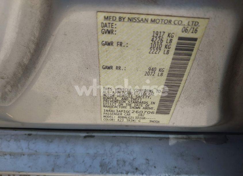 Photo 9 of 2016 Nissan Altima 2.5/2.5 S/2.5 SL/2.5 SR/2.5 SV (VIN 1N4AL3AP1GC260706)