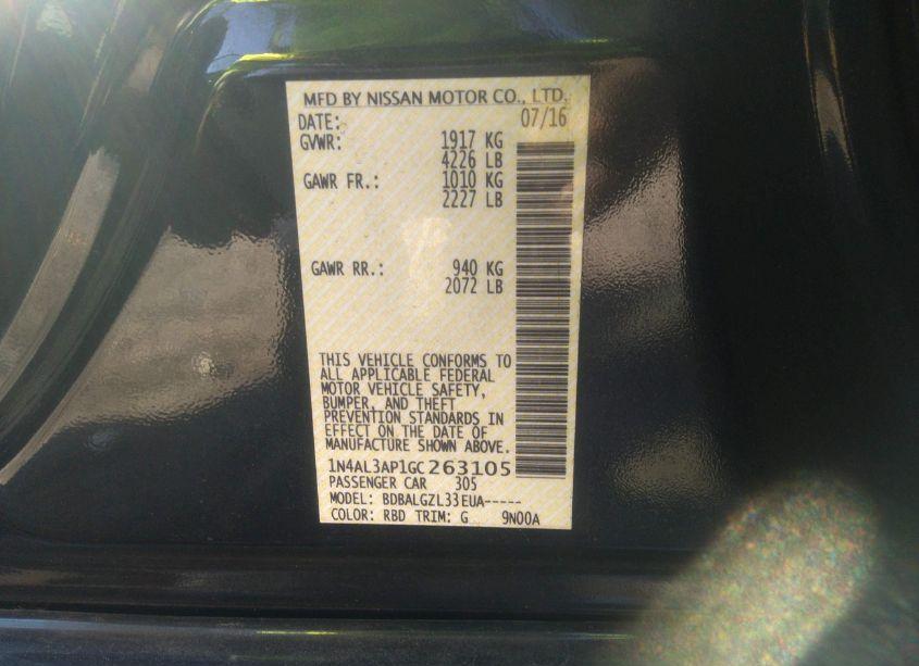 Photo 9 of 2016 Nissan Altima 2.5 S (VIN 1N4AL3AP1GC263105)