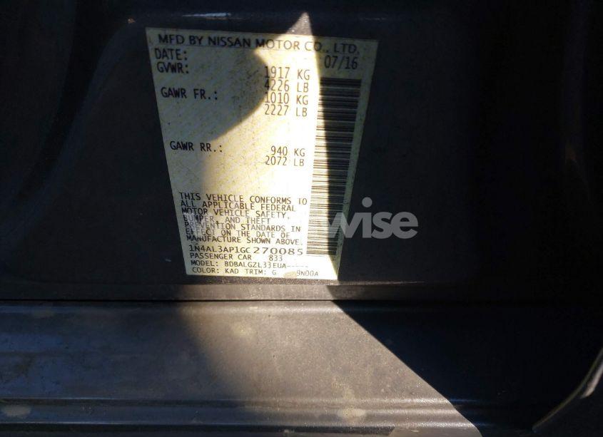 Photo 9 of 2016 Nissan Altima 2.5 S (VIN 1N4AL3AP1GC270085)