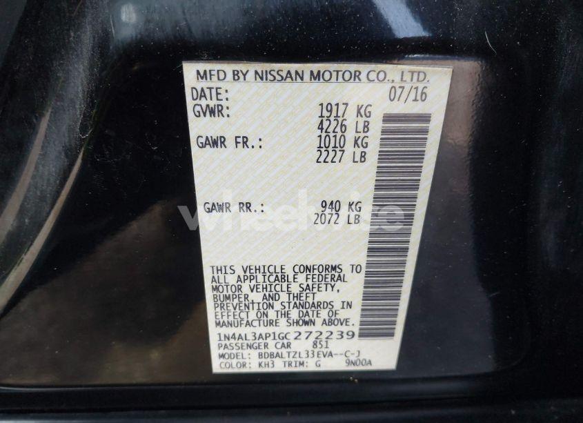 Photo 9 of 2016 Nissan Altima 2.5 SL (VIN 1N4AL3AP1GC272239)