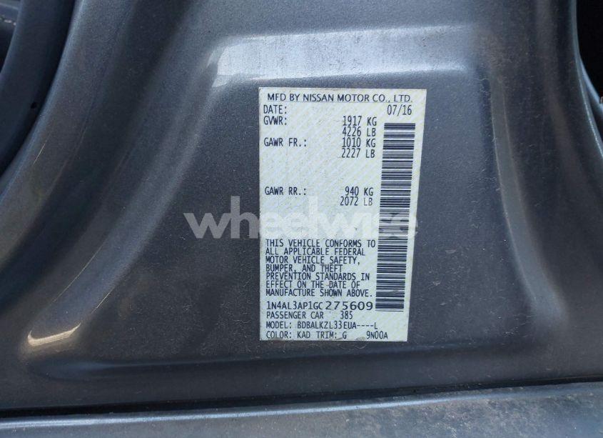 Photo 9 of 2016 Nissan Altima 2.5 SV (VIN 1N4AL3AP1GC275609)