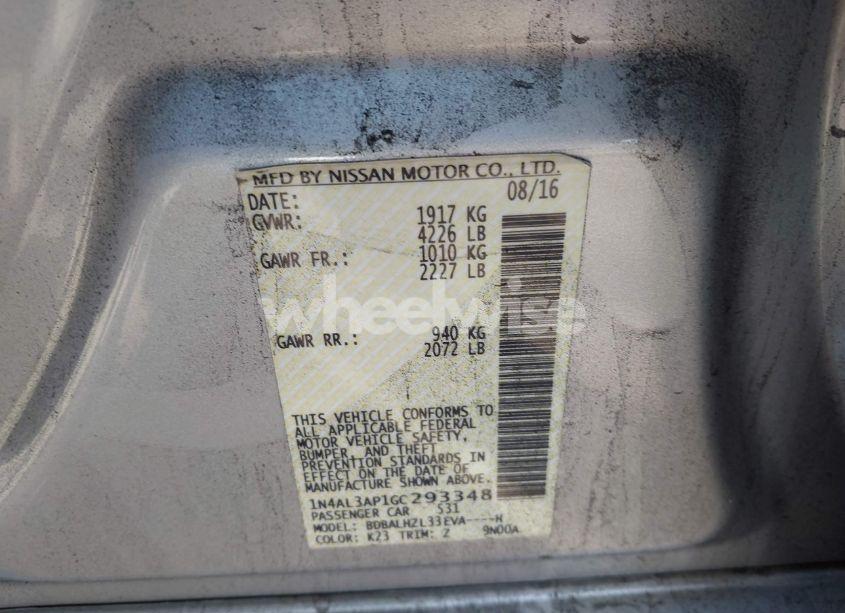 Photo 9 of 2016 Nissan Altima 2.5 SR (VIN 1N4AL3AP1GC293348)