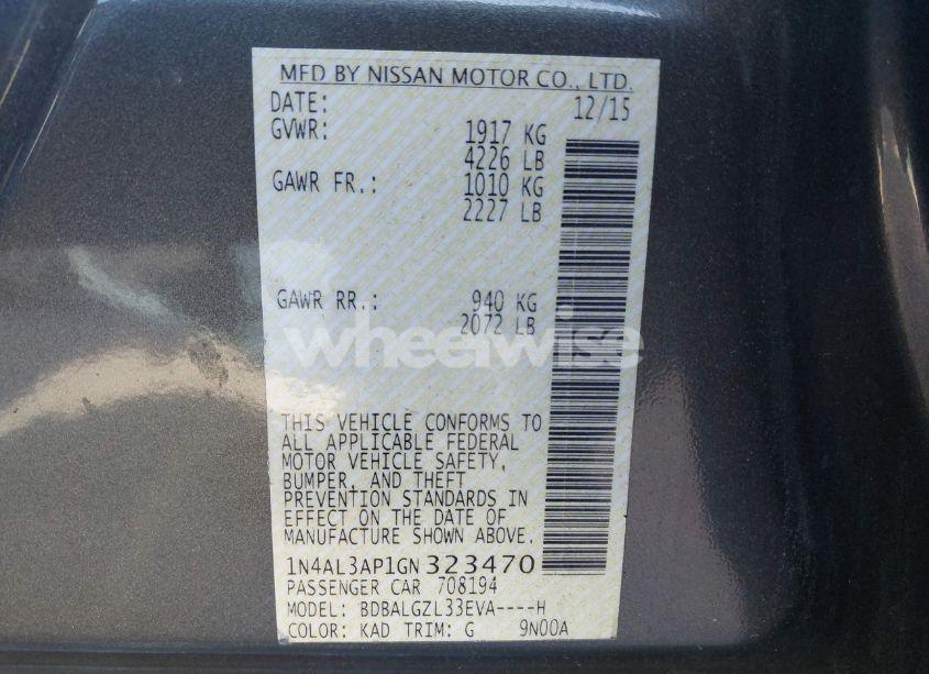 Photo 9 of 2016 Nissan Altima 2.5 S (VIN 1N4AL3AP1GN323470)