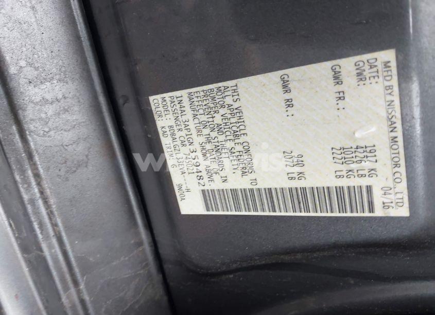 Photo 9 of 2016 Nissan Altima 2.5 S (VIN 1N4AL3AP1GN359482)