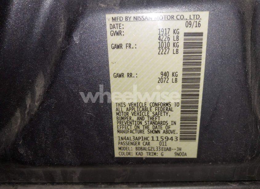 Photo 9 of 2017 Nissan Altima 2.5 S (VIN 1N4AL3AP1HC115943)