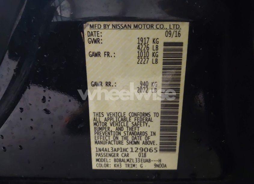 Photo 9 of 2017 Nissan Altima 2.5 SV (VIN 1N4AL3AP1HC129065)