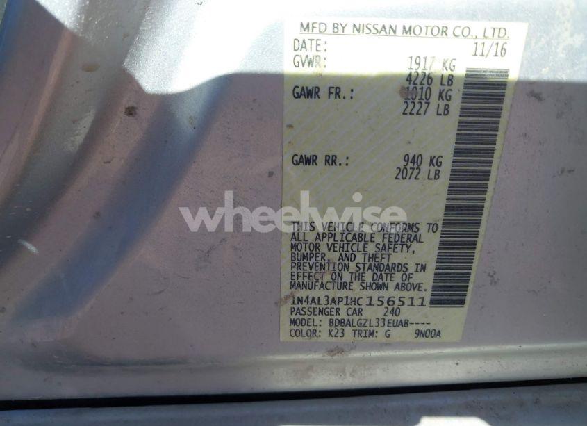 Photo 9 of 2017 Nissan Altima 2.5 S (VIN 1N4AL3AP1HC156511)