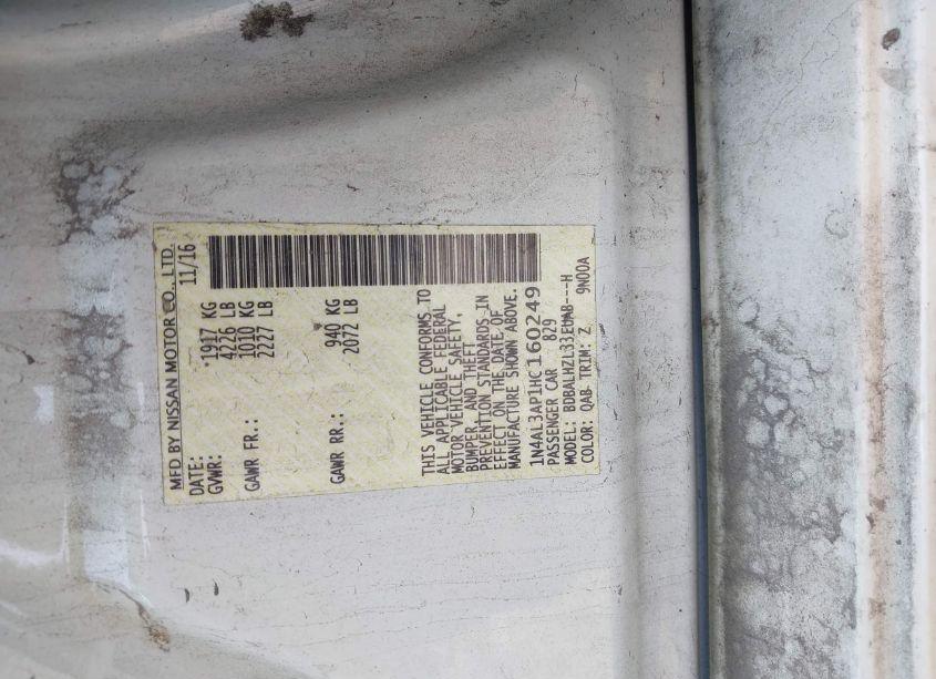 Photo 9 of 2017 Nissan Altima 2.5 SR (VIN 1N4AL3AP1HC160249)