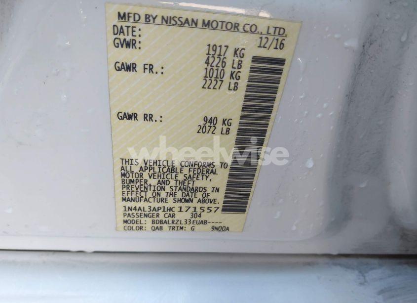 Photo 9 of 2017 Nissan Altima 2.5 SL (VIN 1N4AL3AP1HC171557)