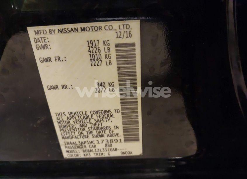 Photo 9 of 2017 Nissan Altima 2.5 SV (VIN 1N4AL3AP1HC173891)