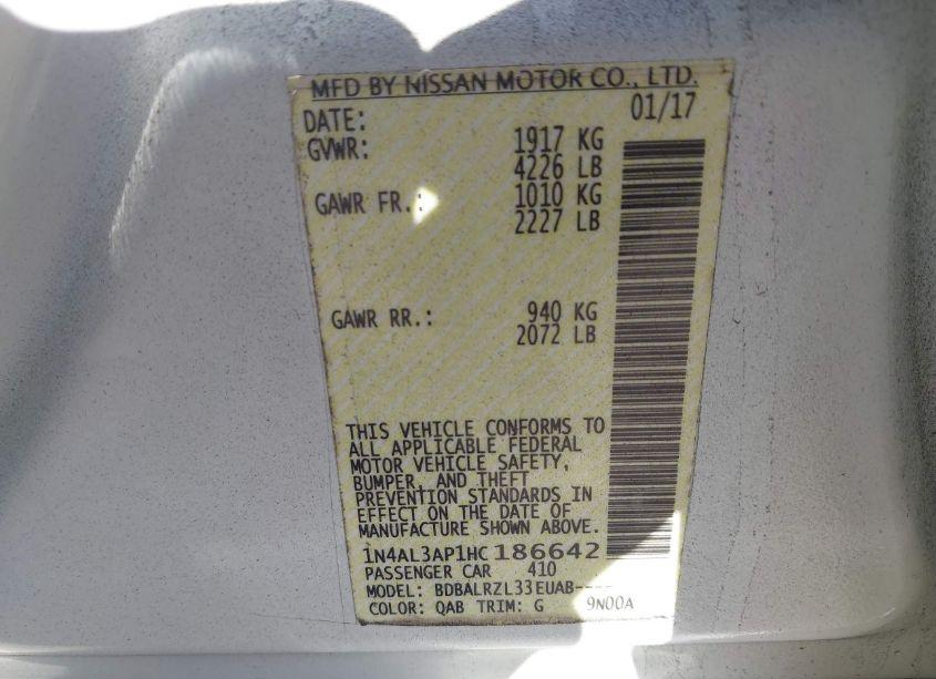 Photo 9 of 2017 Nissan Altima 2.5 SL (VIN 1N4AL3AP1HC186642)