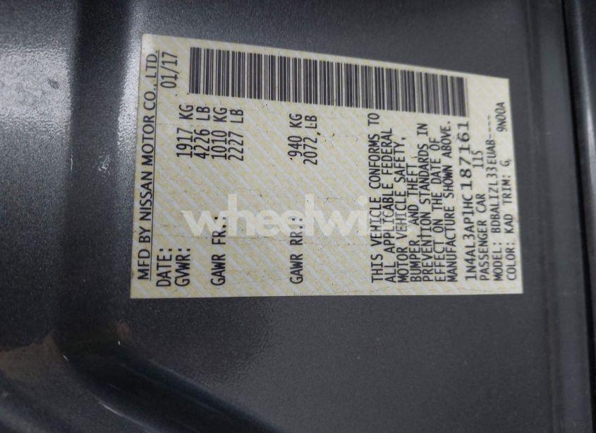 Photo 9 of 2017 Nissan Altima 2.5 SV (VIN 1N4AL3AP1HC187161)