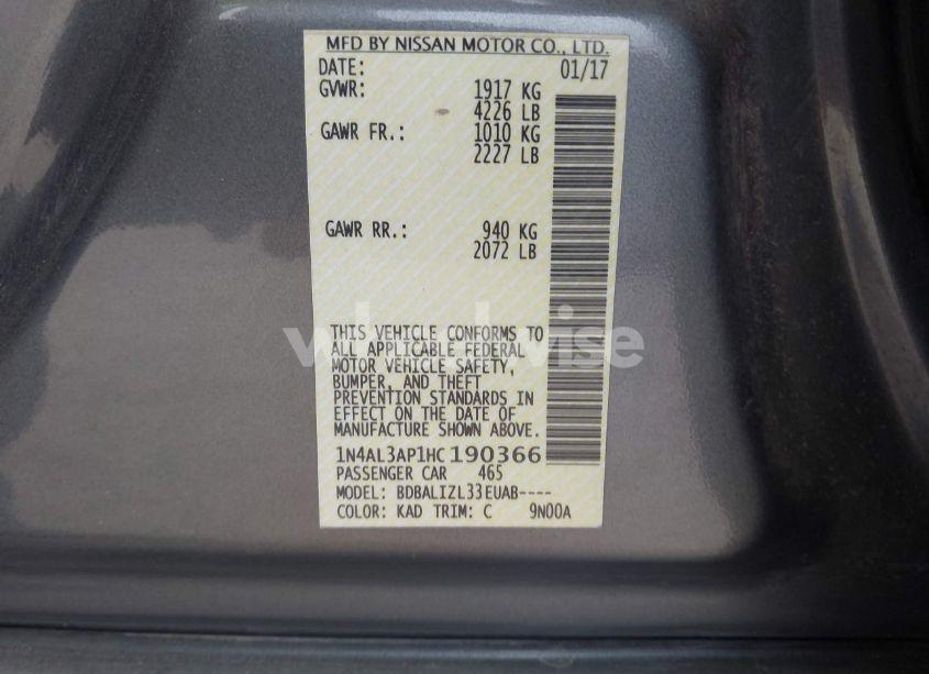 Photo 9 of 2017 Nissan Altima 2.5 SV (VIN 1N4AL3AP1HC190366)