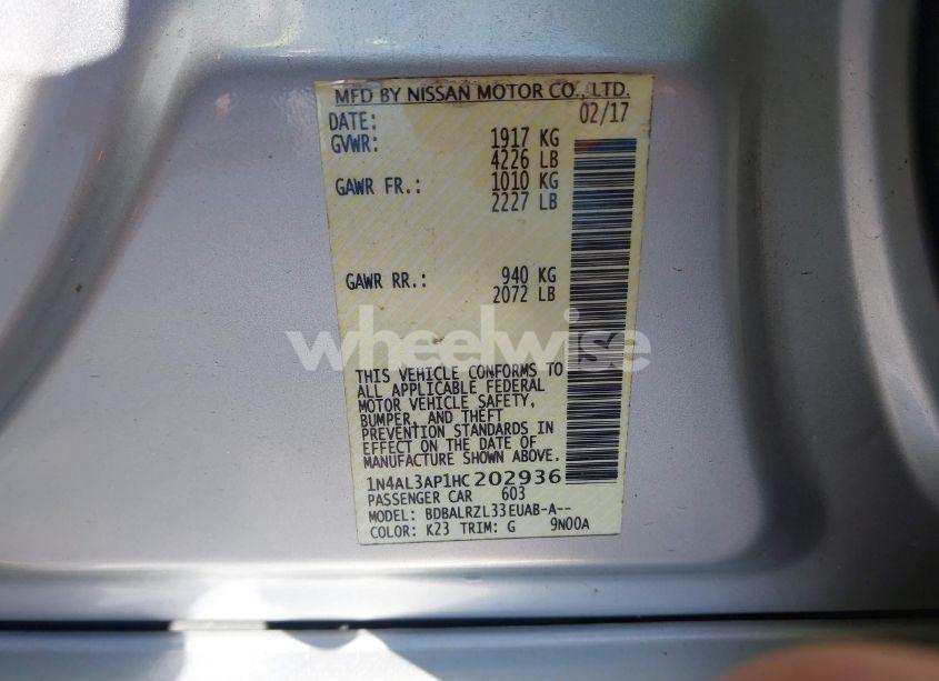 Photo 9 of 2017 Nissan Altima 2.5 SL (VIN 1N4AL3AP1HC202936)