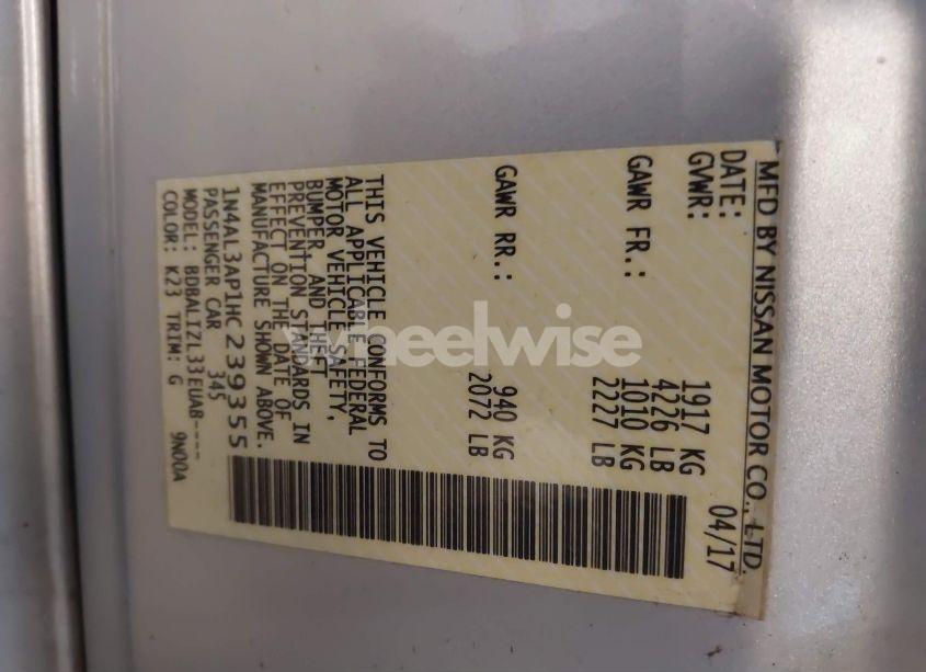 Photo 9 of 2017 Nissan Altima 2.5 SV (VIN 1N4AL3AP1HC239355)