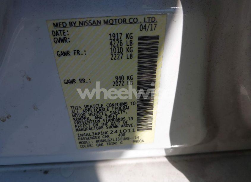 Photo 9 of 2017 Nissan Altima 2.5 S (VIN 1N4AL3AP1HC241011)