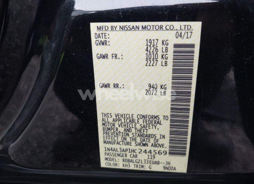 Photo 9 of 2017 Nissan Altima 2.5 S (VIN 1N4AL3AP1HC244569)