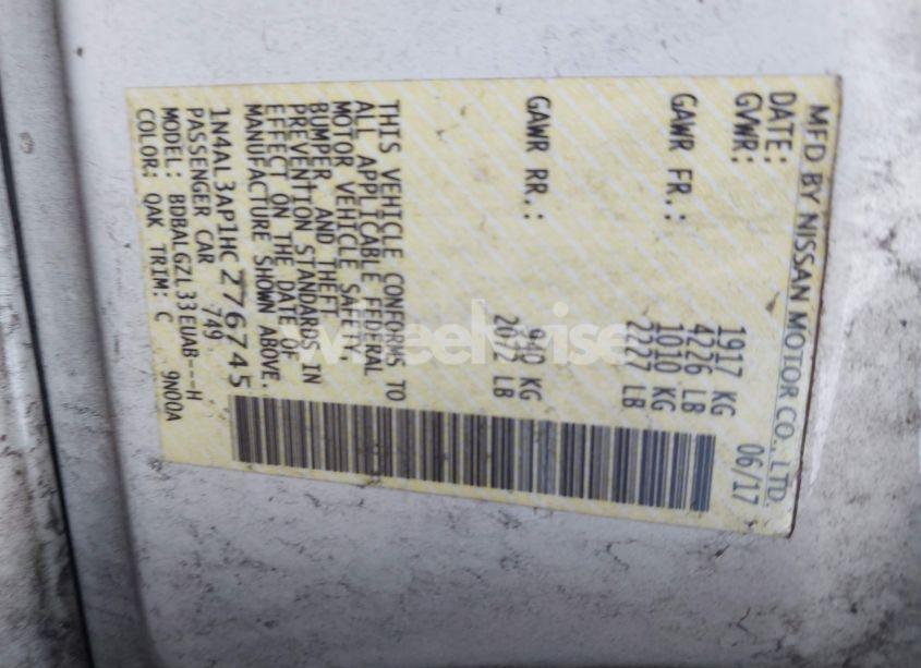 Photo 9 of 2017 Nissan Altima 2.5 S (VIN 1N4AL3AP1HC276745)