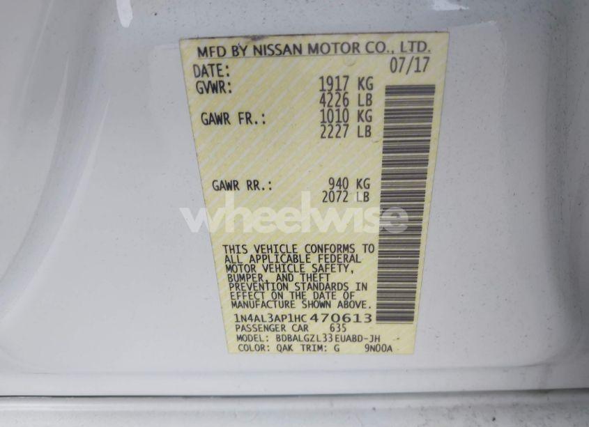 Photo 9 of 2017 Nissan Altima 2.5 S (VIN 1N4AL3AP1HC470613)