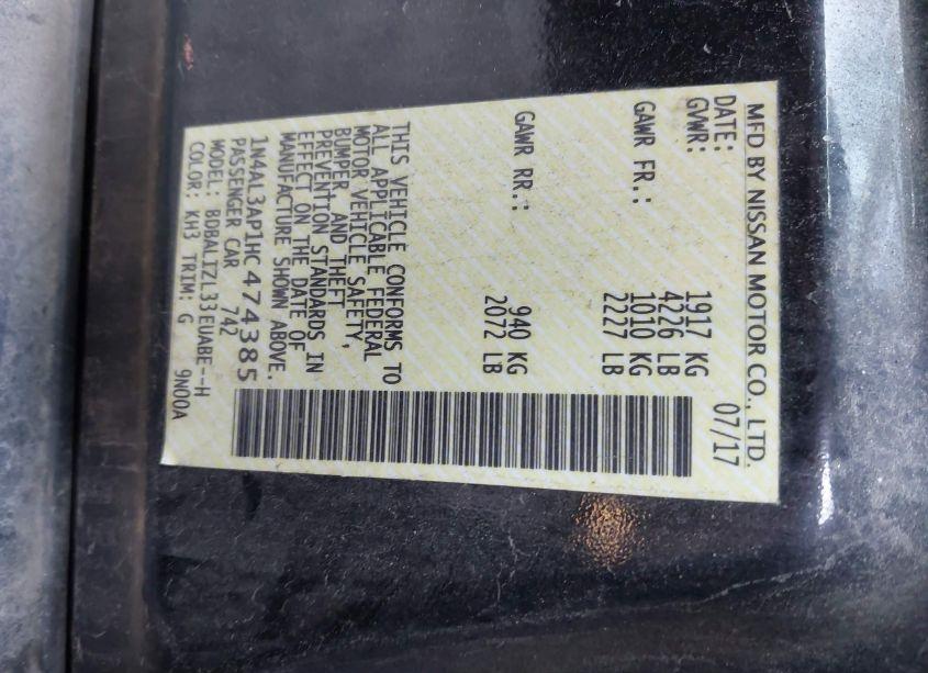 Photo 9 of 2017 Nissan Altima 2.5 SV (VIN 1N4AL3AP1HC474385)