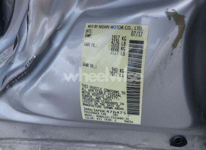 Photo 9 of 2017 Nissan Altima 2.5 S (VIN 1N4AL3AP1HC476475)