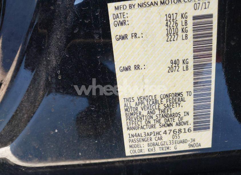 Photo 9 of 2017 Nissan Altima 2.5 S (VIN 1N4AL3AP1HC476816)