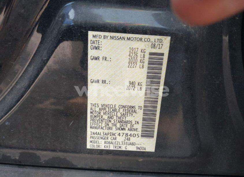 Photo 9 of 2017 Nissan Altima 2.5 S (VIN 1N4AL3AP1HC478405)