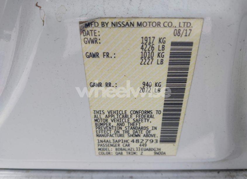 Photo 9 of 2017 Nissan Altima 2.5 SR (VIN 1N4AL3AP1HC482793)