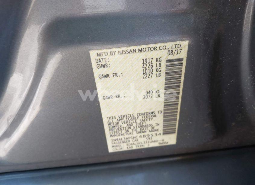 Photo 9 of 2017 Nissan Altima 2.5 SR (VIN 1N4AL3AP1HC489534)