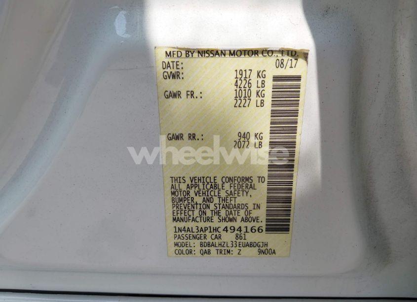 Photo 9 of 2017 Nissan Altima 2.5 SR (VIN 1N4AL3AP1HC494166)