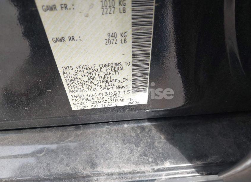 Photo 9 of 2017 Nissan Altima 2.5 S (VIN 1N4AL3AP1HN308145)