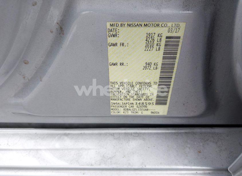 Photo 9 of 2017 Nissan Altima 2.5 S (VIN 1N4AL3AP1HN348595)