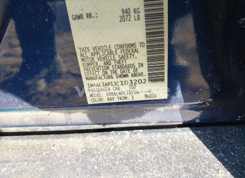 Photo 9 of 2018 Nissan Altima 2.5 SR (VIN 1N4AL3AP1JC103202)