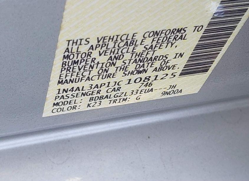 Photo 9 of 2018 Nissan Altima 2.5 S (VIN 1N4AL3AP1JC108125)