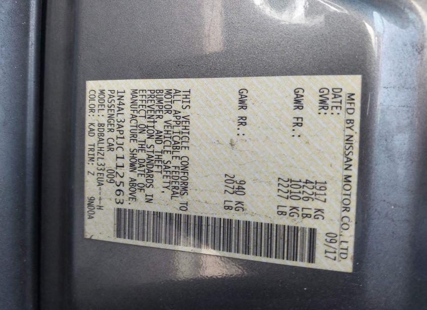 Photo 9 of 2018 Nissan Altima 2.5 SR (VIN 1N4AL3AP1JC112563)