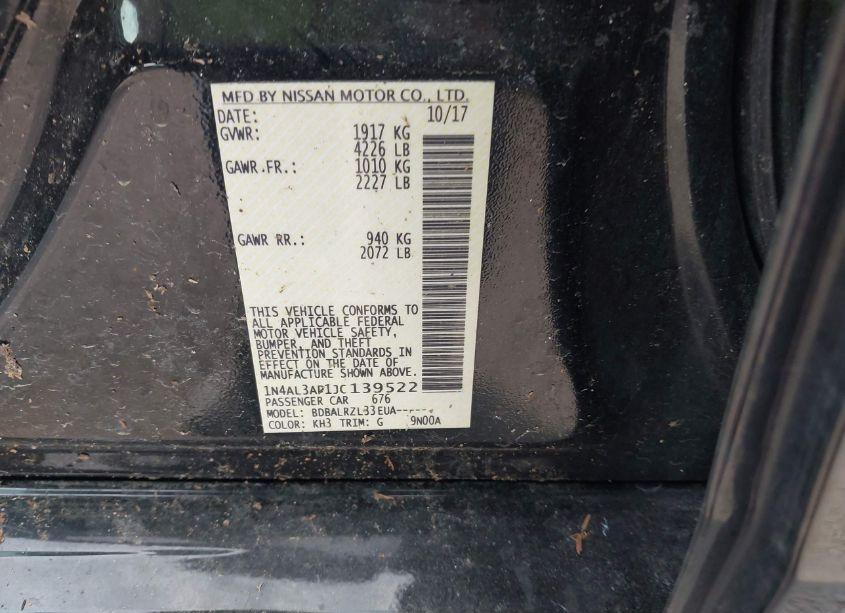 Photo 9 of 2018 Nissan Altima 2.5 SL (VIN 1N4AL3AP1JC139522)