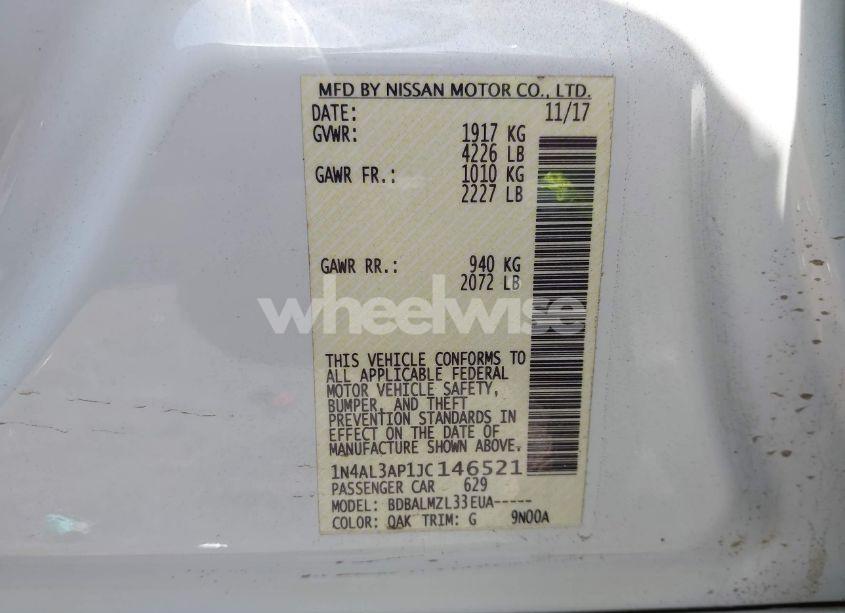 Photo 9 of 2018 Nissan Altima 2.5 SV (VIN 1N4AL3AP1JC146521)