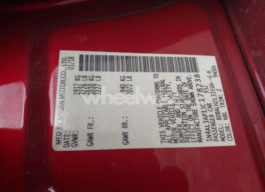 Photo 9 of 2018 Nissan Altima 2.5 SR (VIN 1N4AL3AP1JC178238)